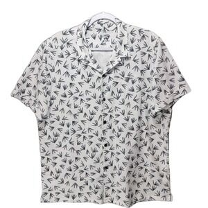 Stone Rose Button Up Shirt Mens XL Button Collar White Hi Tech Tropical Preppy